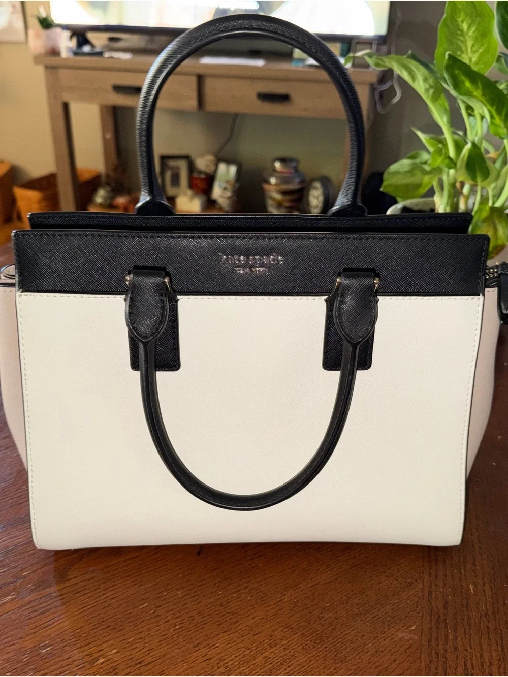 kate spade Two-Tone Black and White Saffiano Satchel